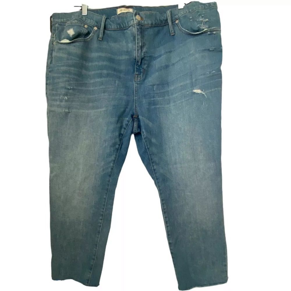 Madewell Jeans Womens 46 High Rise Crop Boyjean Distressed Stretch